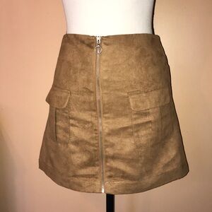 Brown suede zipper up skirt